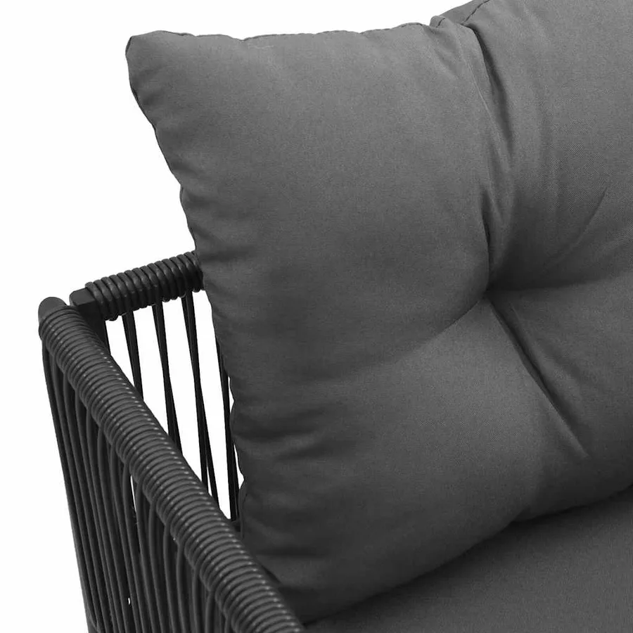 Chaise avec coussin 4 pcs Noir et anthracite Rotin PE - 11