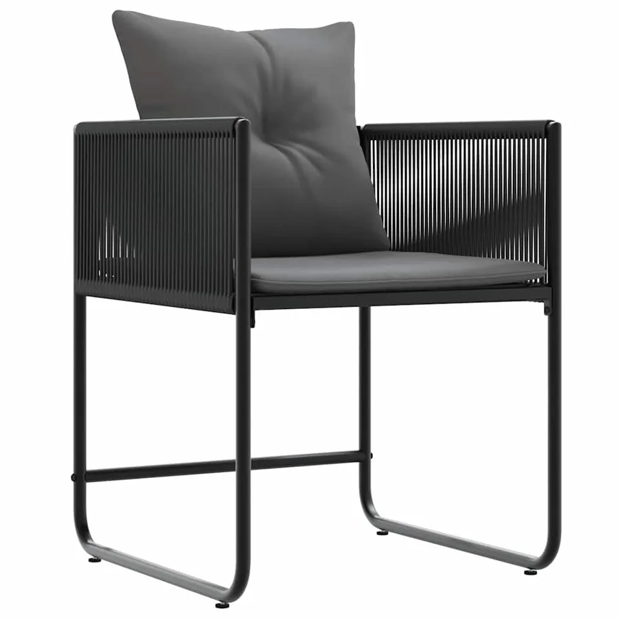 Chaise avec coussin 4 pcs Noir et anthracite Rotin PE - 2