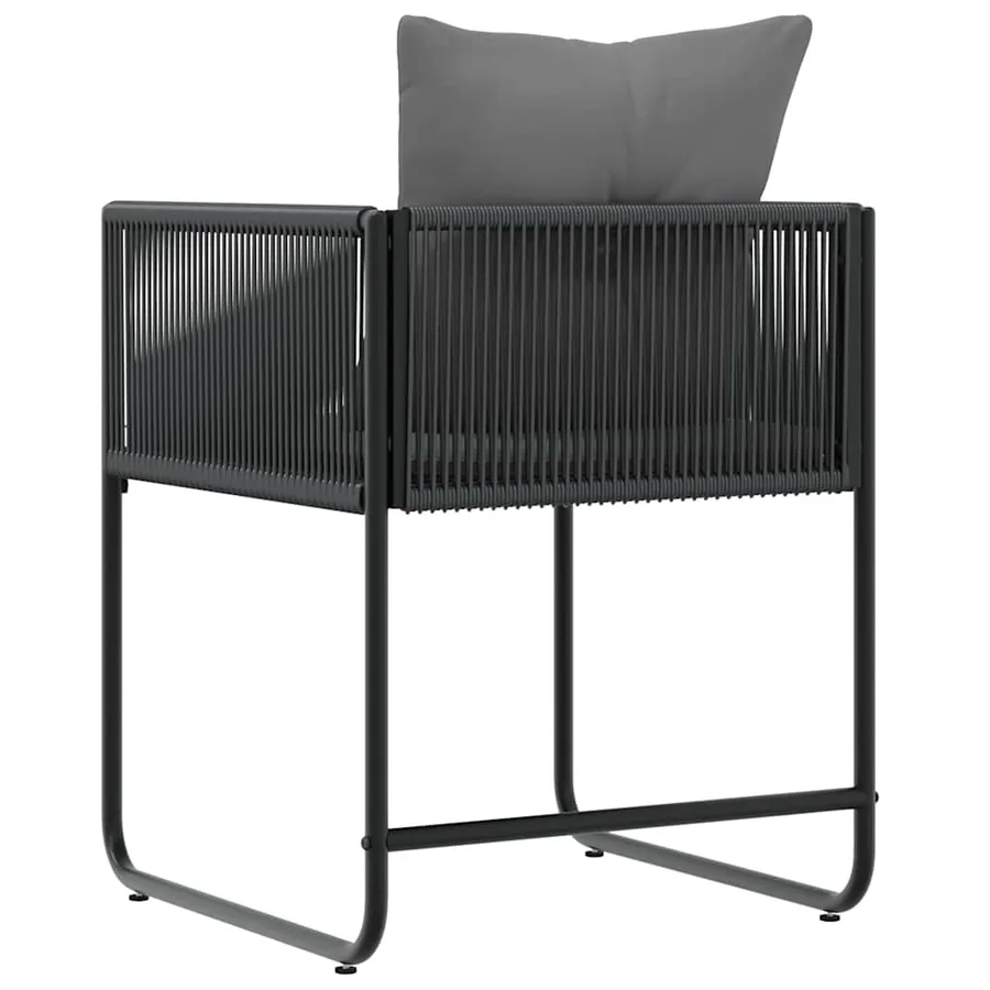 Chaise avec coussin 4 pcs Noir et anthracite Rotin PE - 7