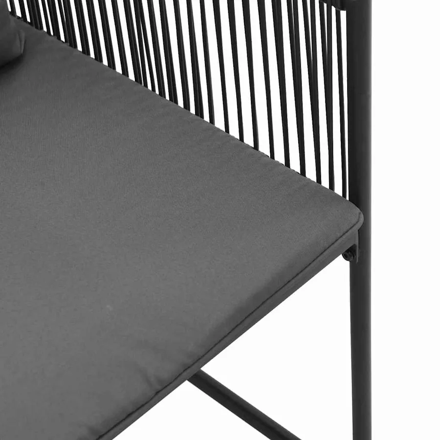Chaise avec coussin 4 pcs Noir et anthracite Rotin PE - 8