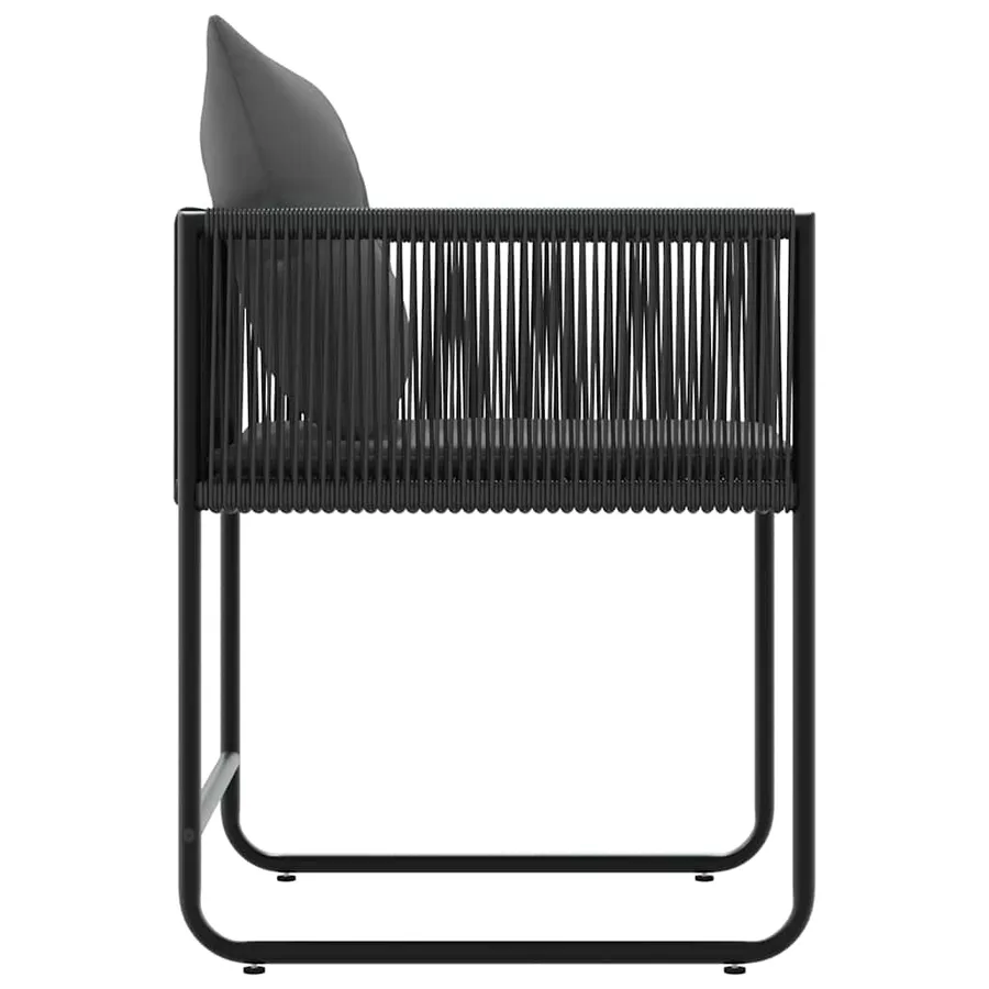 Chaise avec coussin 4 pcs Noir et anthracite Rotin PE - 9
