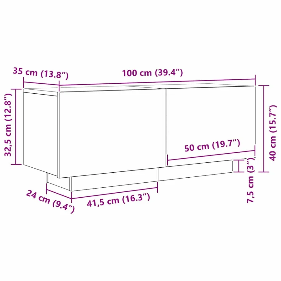 Meuble TV Chêne noir 100 x 35 x 40 cm Bois d'ingénierie - 8