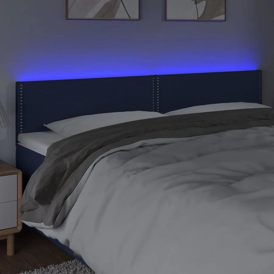 Tête de lit à LED Bleu 180x5x78/88 cm Tissu - 3