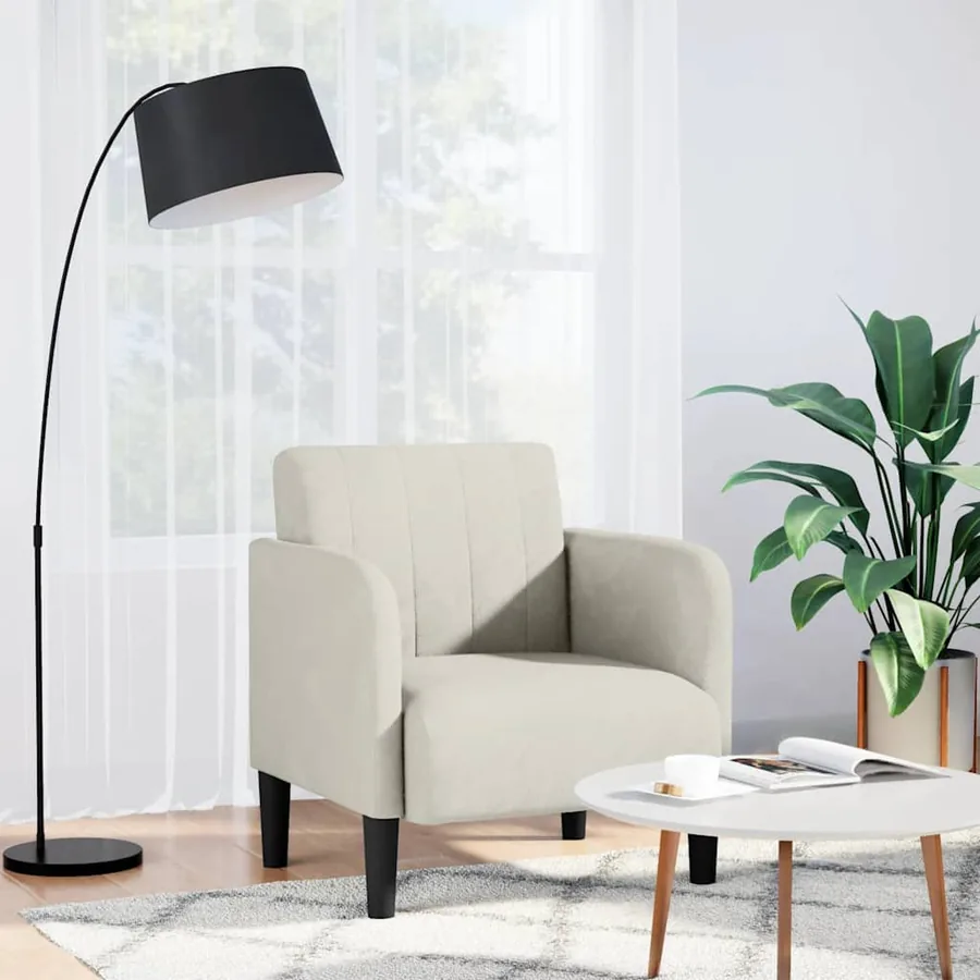 Fauteuil avec accoudoirs crème 54 cm velours