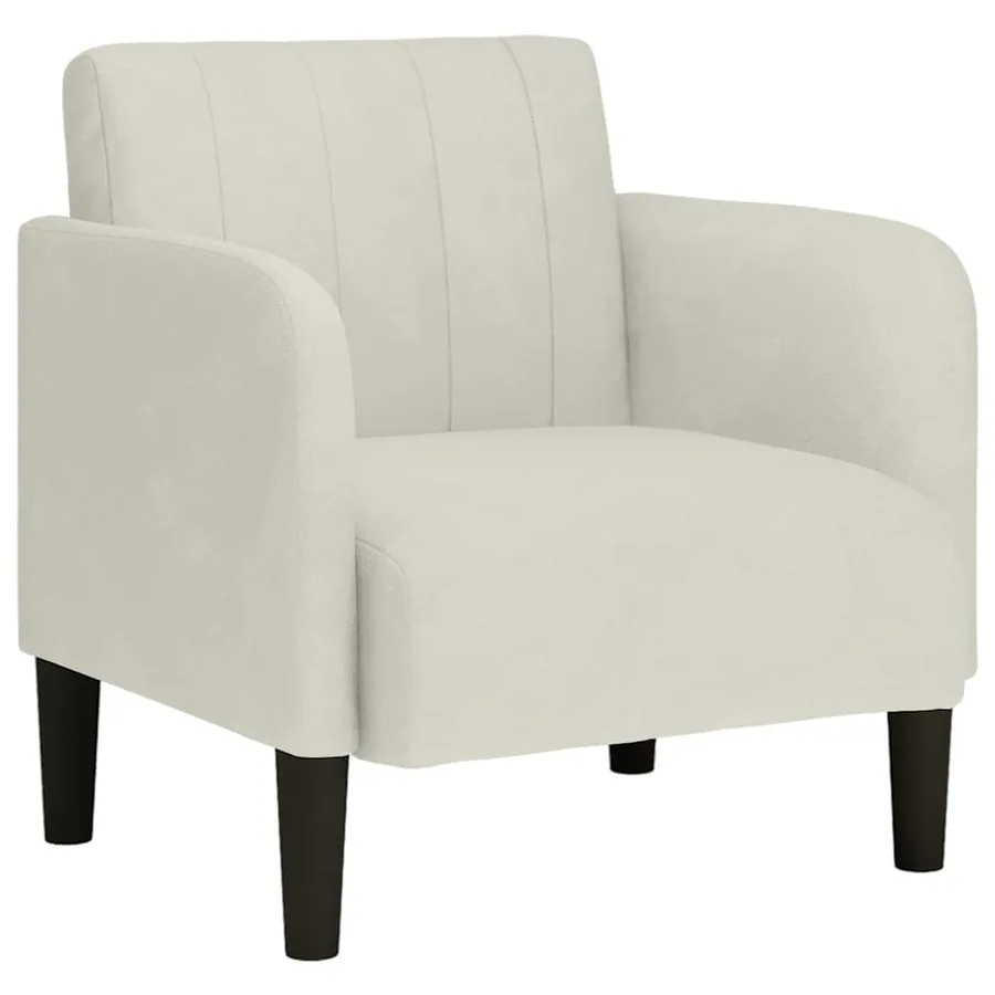 Fauteuil avec accoudoirs crème 54 cm velours - 2