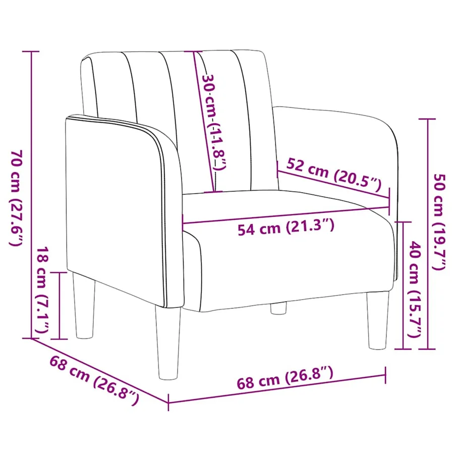 Fauteuil avec accoudoirs crème 54 cm velours - 8