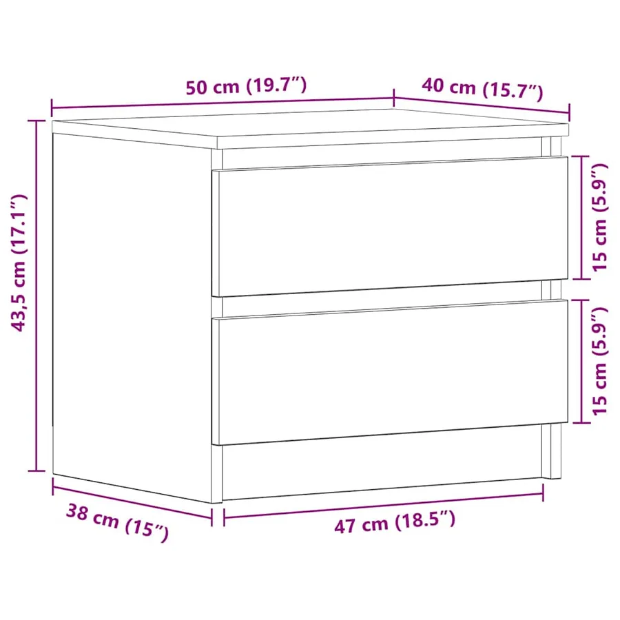Cabinet de chevet 2 pcs Chêne noir 50 x 40 x 43,5 cm - 13