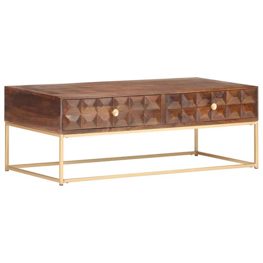 Table basse 112 x 50 x 40 cm en bois de manguier massif - 11