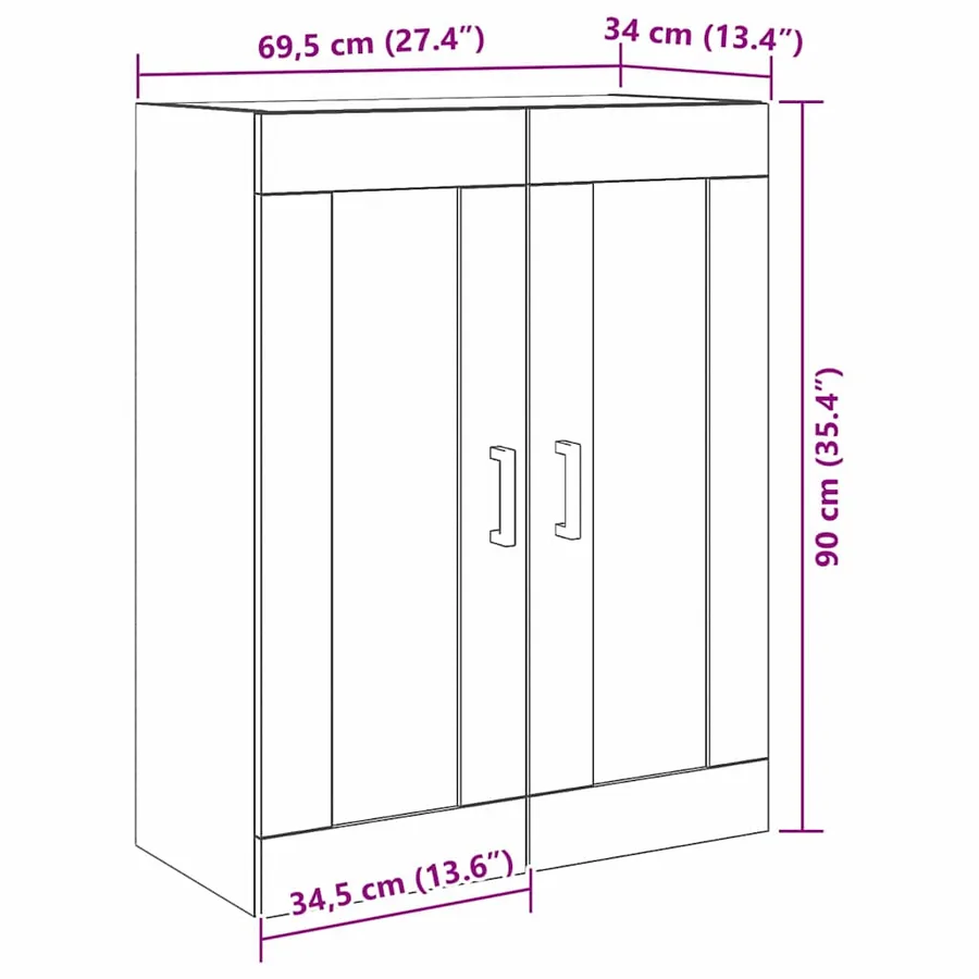 Meuble mural Bois Ancien 69,5 x 34 x 90 cm Bois d'ingénierie - 12