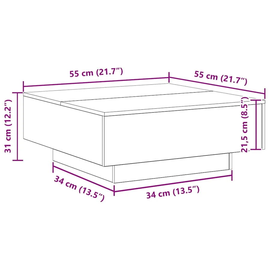 Table basse Chêne artisanal 80 x 80 x 31 cm Bois d'ingénierie - 12