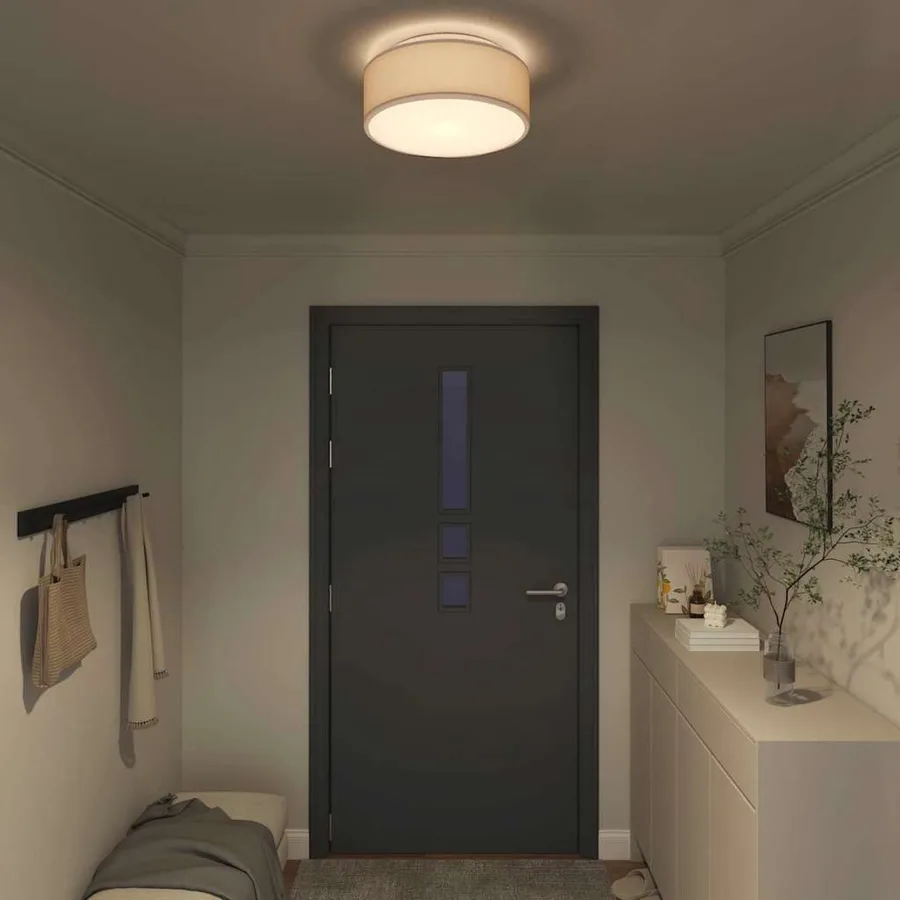 Lampe de plafond Taupe 38 x 38 x 13,5 cm tissu - 3