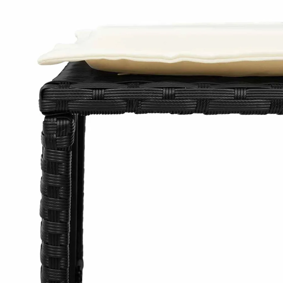 Salon de jardin 5 pcs avec coussins empilable noir polyrotin - 11