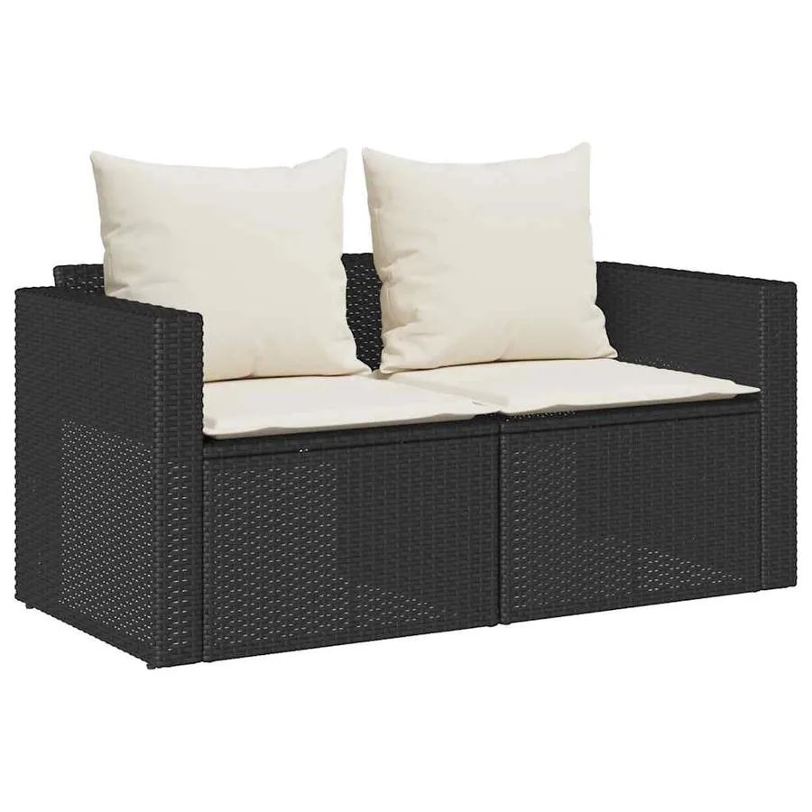 Salon de jardin 5 pcs avec coussins empilable noir polyrotin - 5