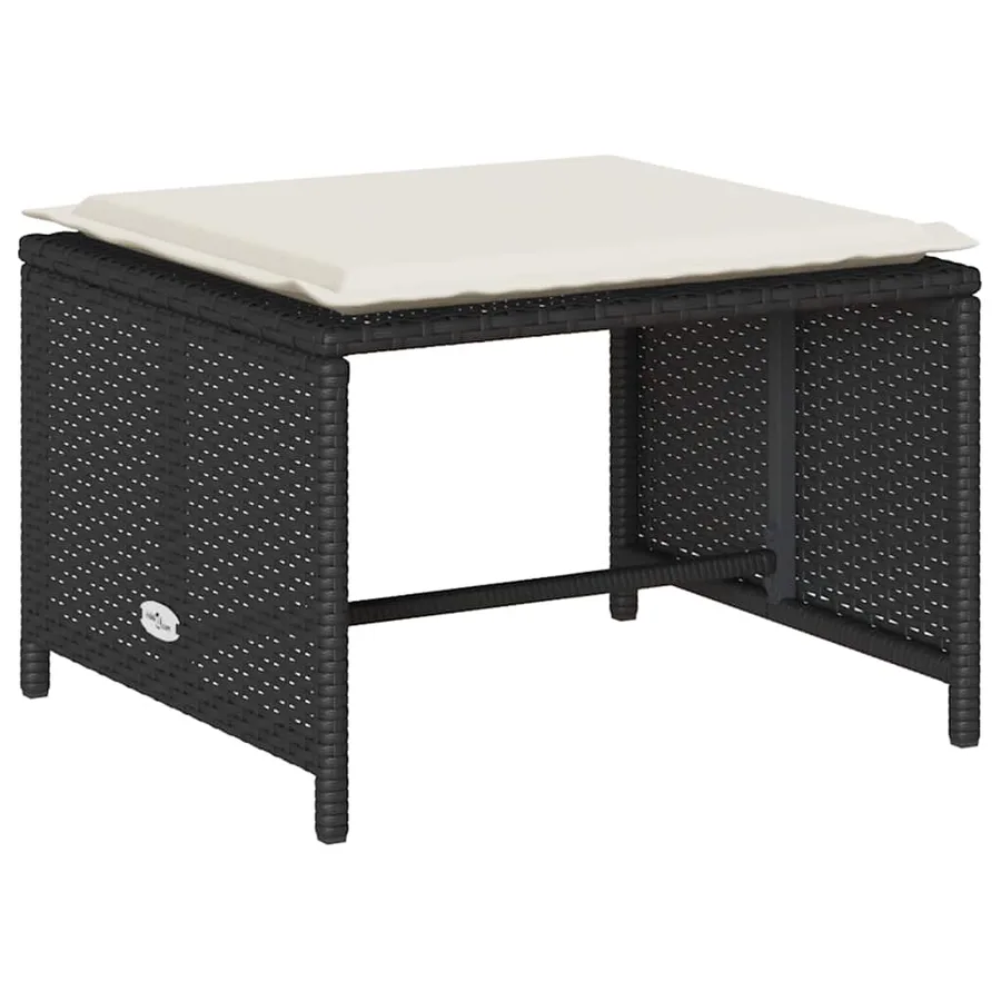 Salon de jardin 5 pcs avec coussins empilable noir polyrotin - 7
