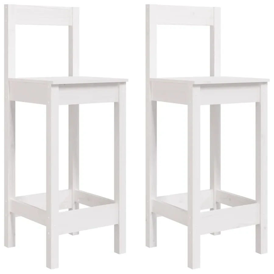 Chaises de bar lot de 2 blanc 40x41,5x112 cm bois de pin solide - 2