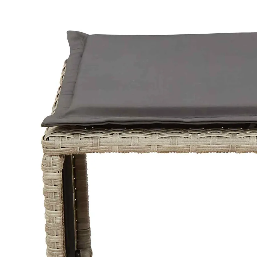 Salon de jardin 5 pcs coussins empilable gris clair polyrotin - 11