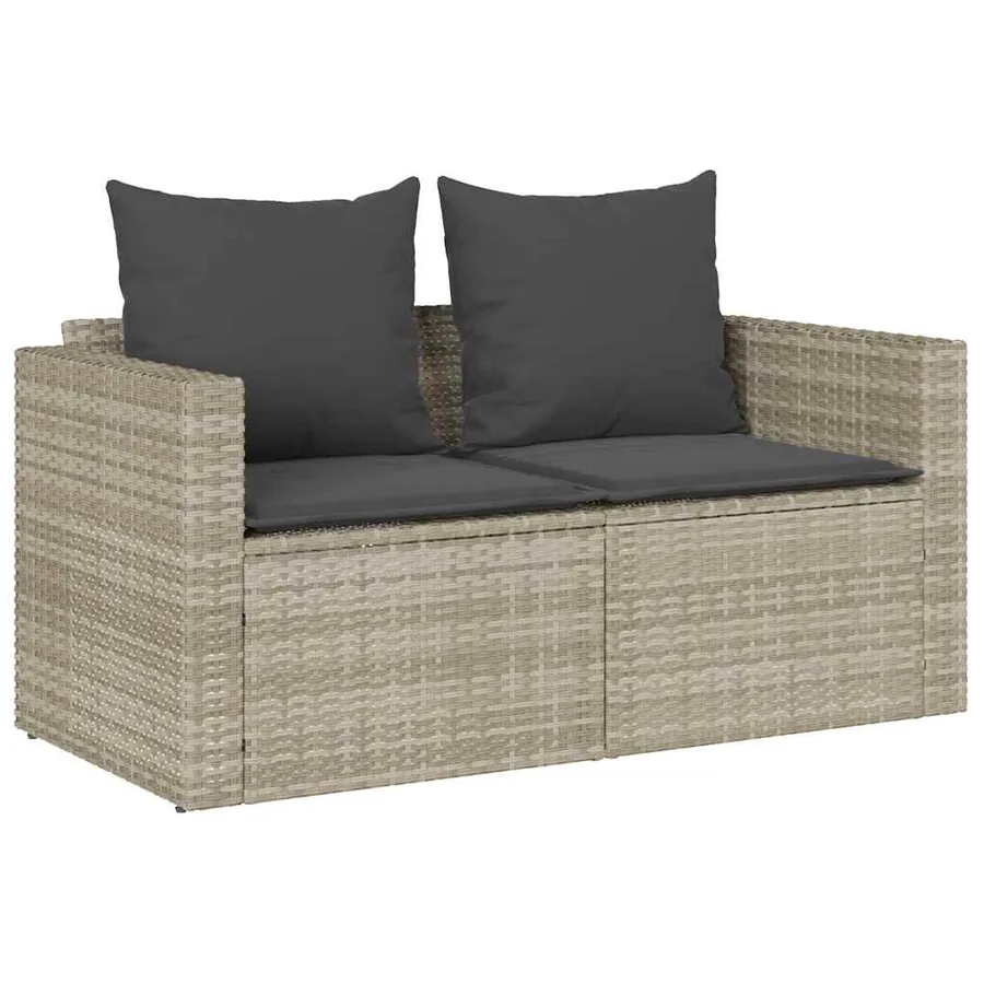 Salon de jardin 5 pcs coussins empilable gris clair polyrotin - 5