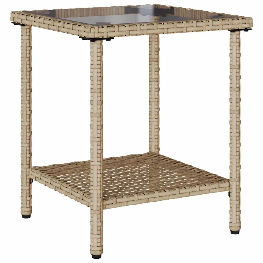 Canapé de jardin avec table et coussins en forme de L beige - 6