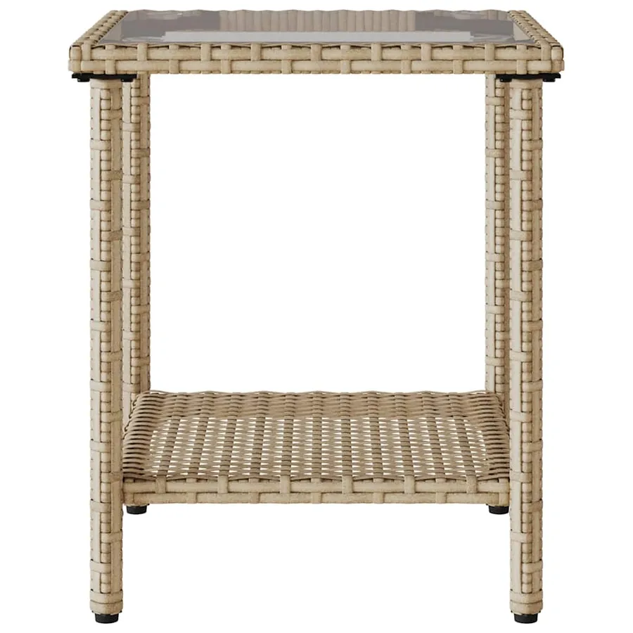 Canapé de jardin avec table et coussins en forme de L beige - 8