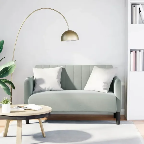 Canapé causeuse gris clair 109 cm velours