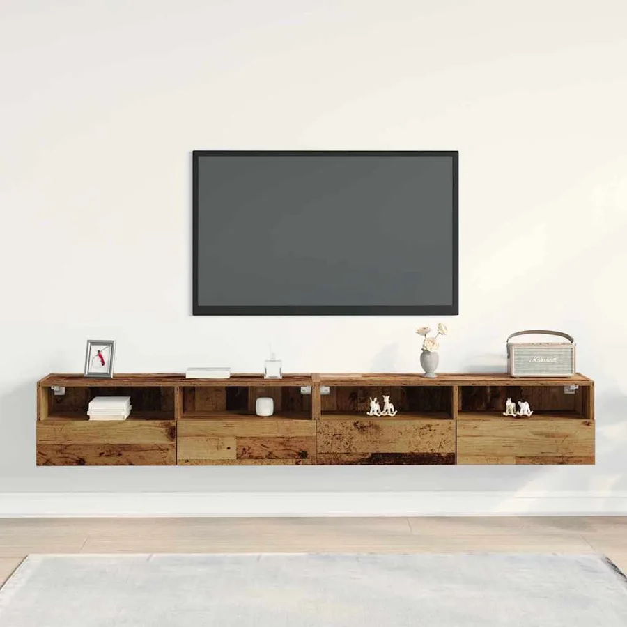 Meuble TV mural 2 pcs Bois Ancien 100 x 30 x 30 cm - 4