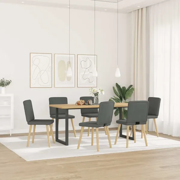 Chaises à manger lot de 6 gris foncé tissu