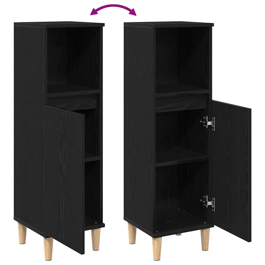 Cabinet de Salle de Bain avec porte Chêne noir 30 x 30 x 100 cm - 11