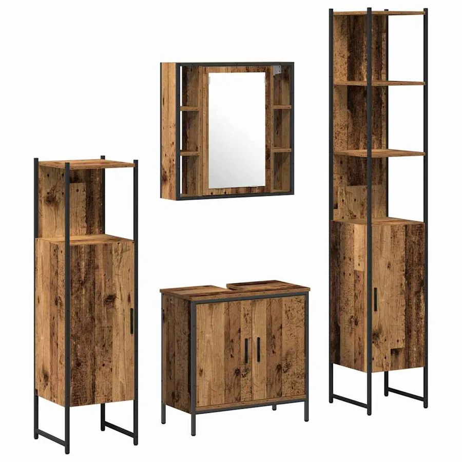 Ensemble de mobilier de salle de bain avec étagère 4 pcs Marron - 2