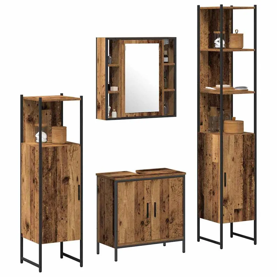Ensemble de mobilier de salle de bain avec étagère 4 pcs Marron - 3