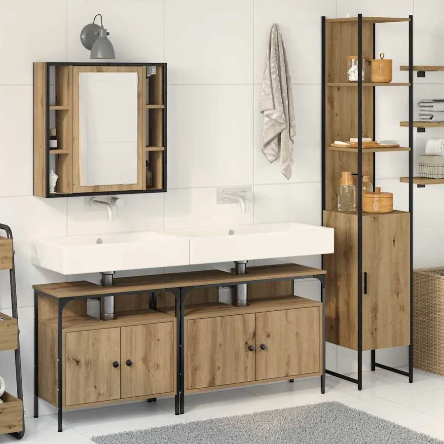 Ensemble de mobilier de salle de bain 4 pc Chêne artisanal