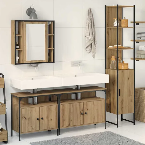 Ensemble de mobilier de salle de bain 4 pc Chêne artisanal