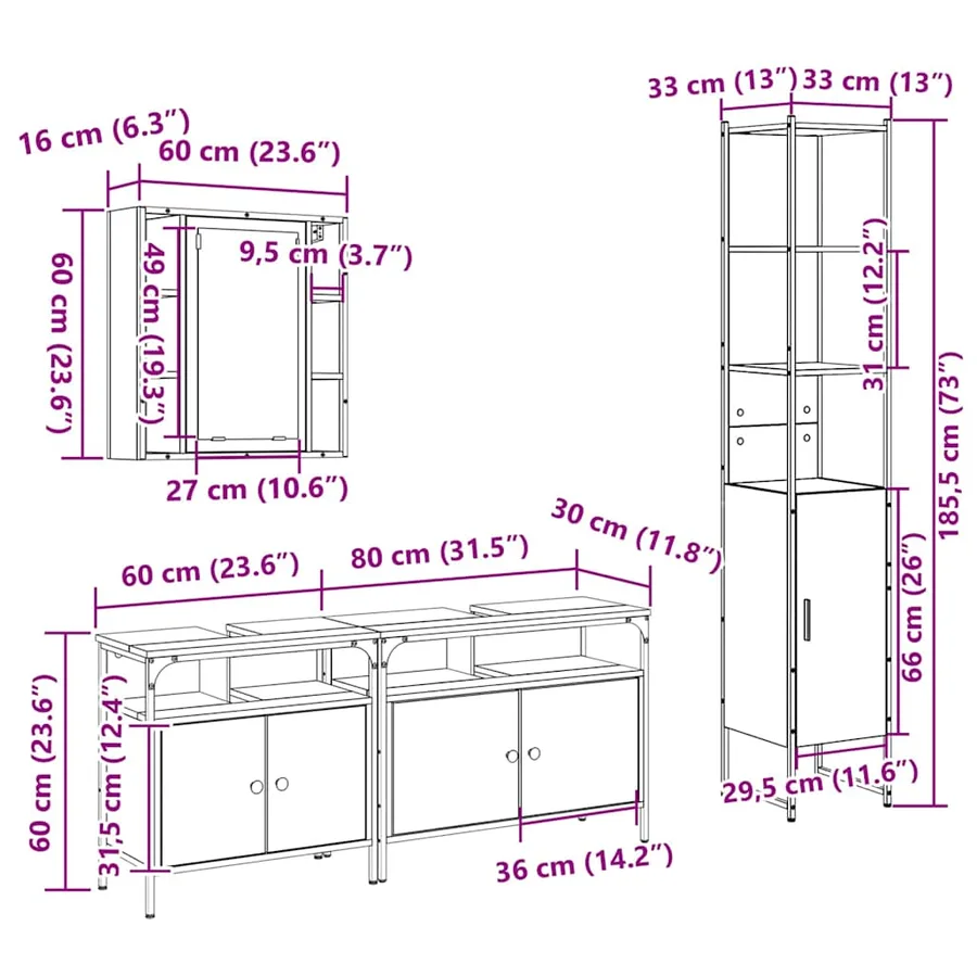 Ensemble de mobilier de salle de bain 4 pc Chêne artisanal - 19