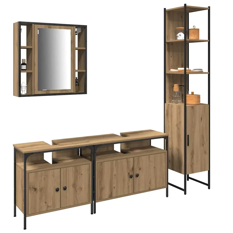 Ensemble de mobilier de salle de bain 4 pc Chêne artisanal - 3