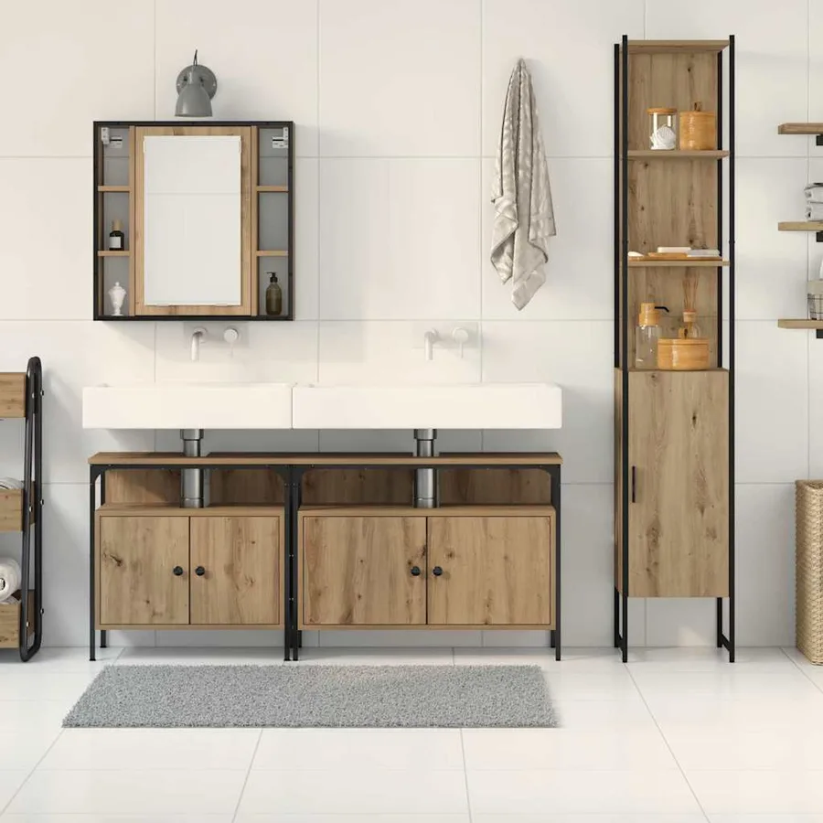 Ensemble de mobilier de salle de bain 4 pc Chêne artisanal - 4