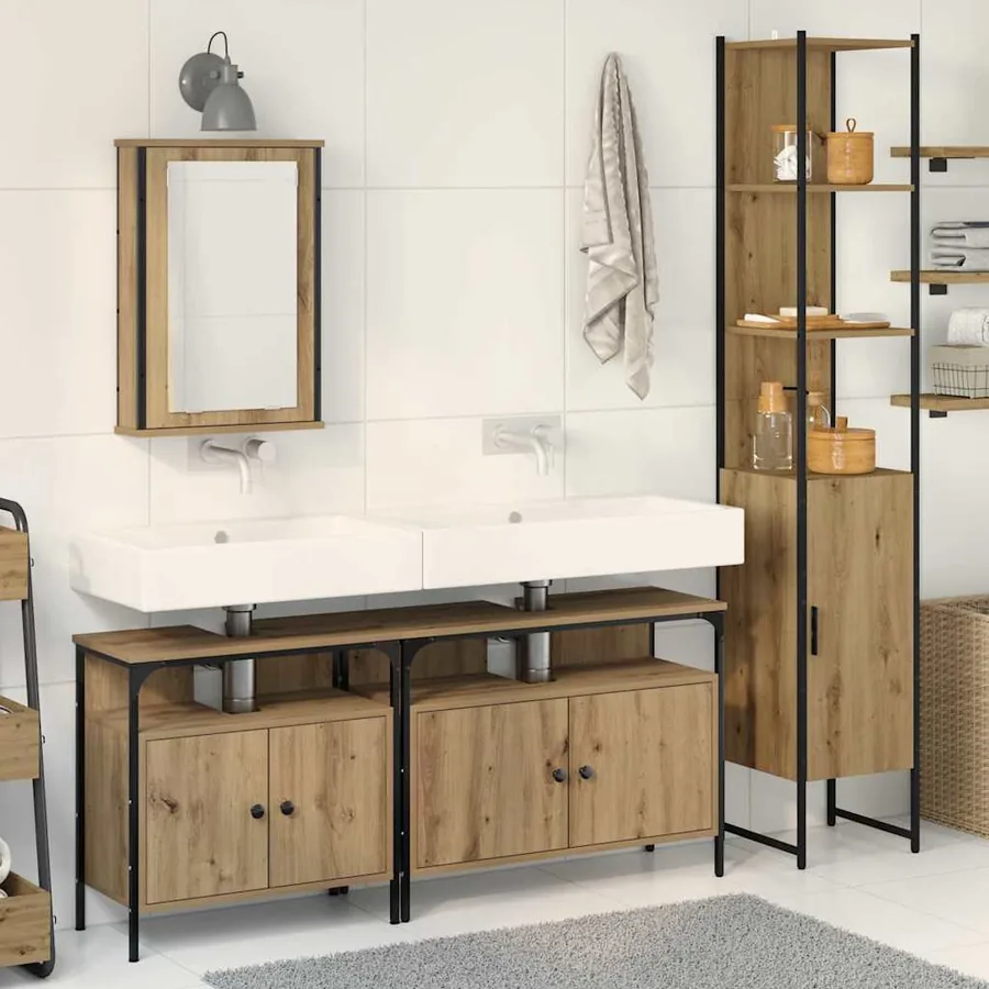 Ensemble de mobilier de salle de bain 4 pc Chêne artisanal