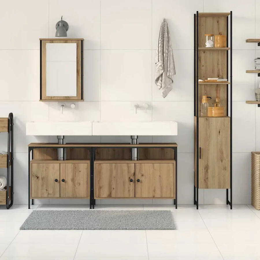Ensemble de mobilier de salle de bain 4 pc Chêne artisanal - 4