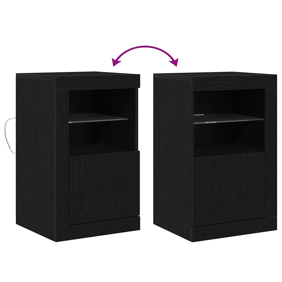 Buffet LED Chêne noir 41 x 37 x 67 cm Bois d'ingénierie - 13