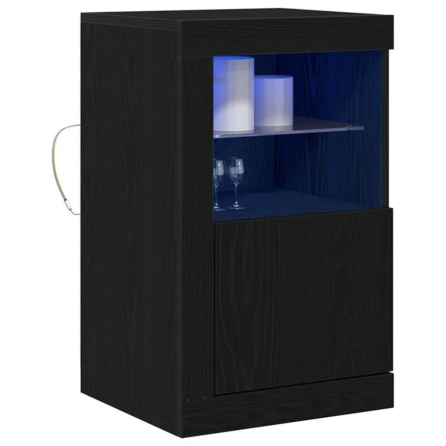 Buffet LED Chêne noir 41 x 37 x 67 cm Bois d'ingénierie - 3