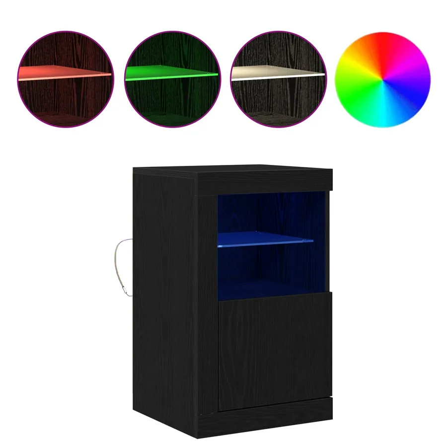 Buffet LED Chêne noir 41 x 37 x 67 cm Bois d'ingénierie - 4