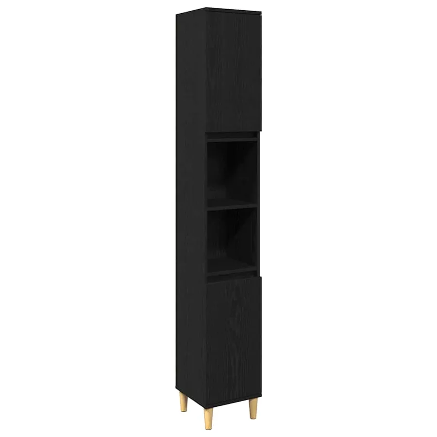 Ensemble de mobilier de salle de bain avec stockage 3 pcs Noir - 2