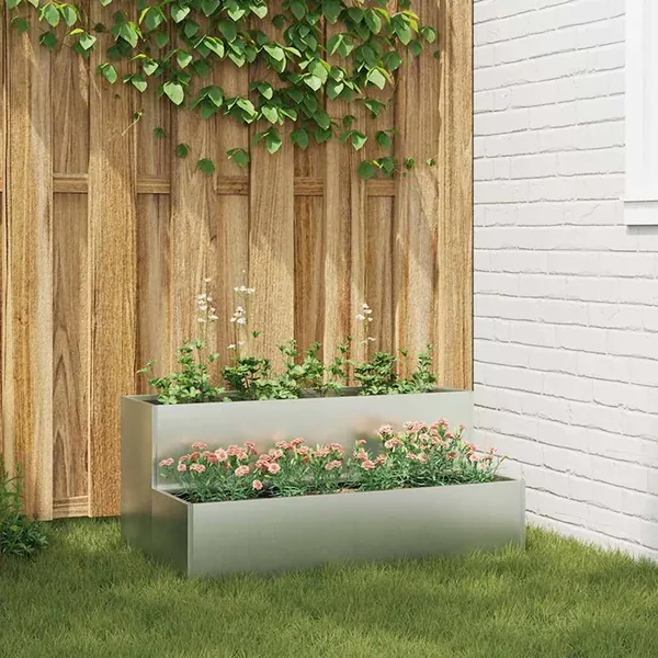 Cache-pot de jardin Argent 100 x 60 x 45 cm Acier galvanisé