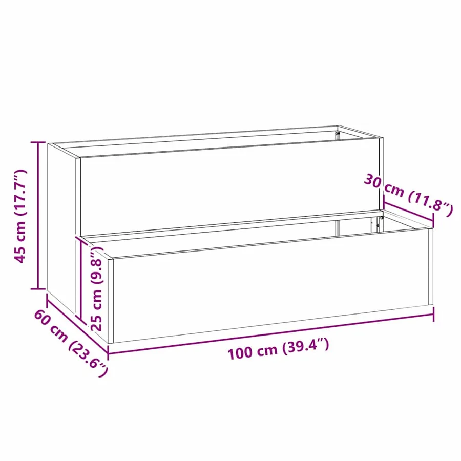 Cache-pot de jardin Argent 100 x 60 x 45 cm Acier galvanisé - 12