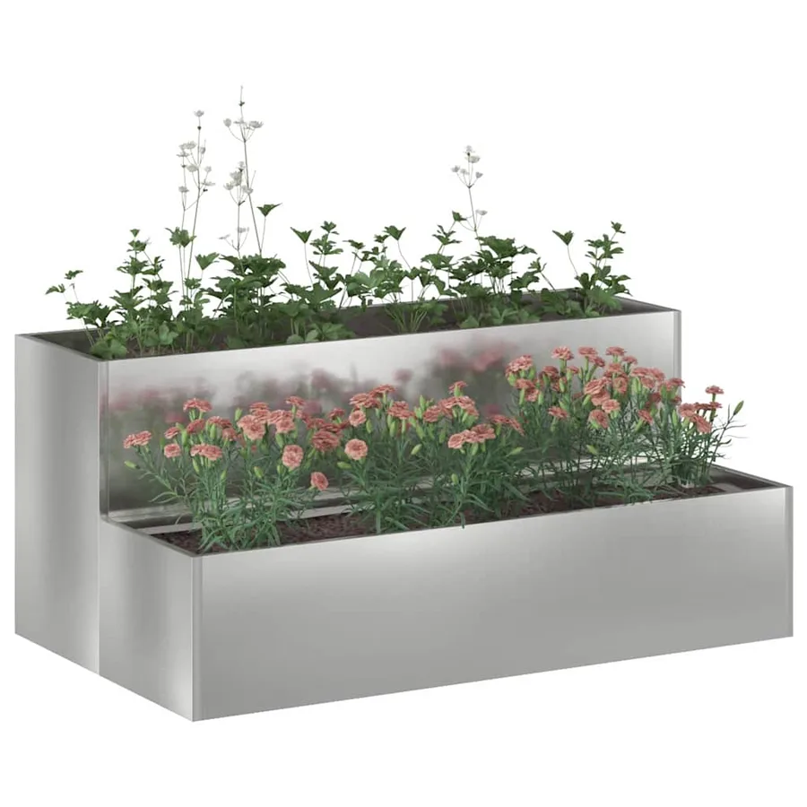 Cache-pot de jardin Argent 100 x 60 x 45 cm Acier galvanisé - 3