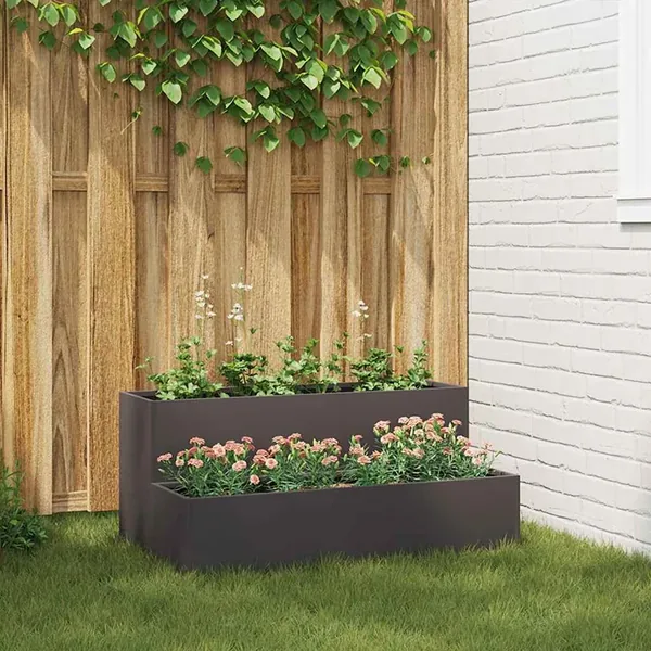 Cache-pot de jardin Noir 100 x 60 x 45 cm Acier laminé à froid