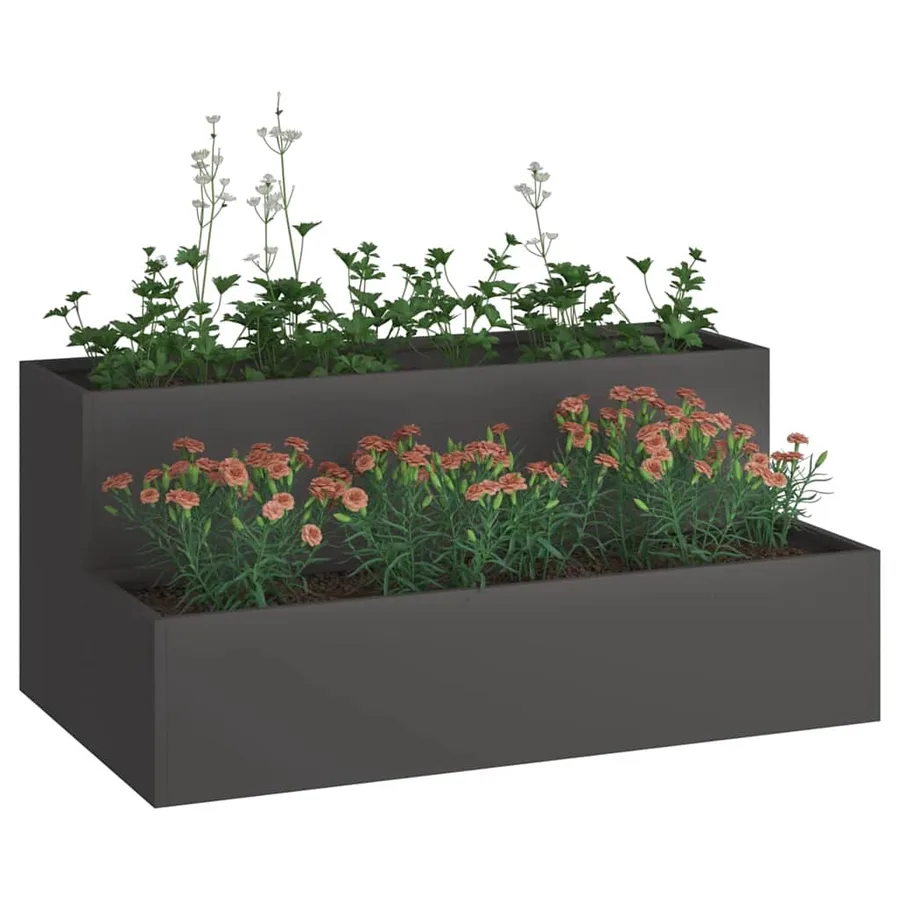 Cache-pot de jardin Noir 100 x 60 x 45 cm Acier laminé à froid - 3