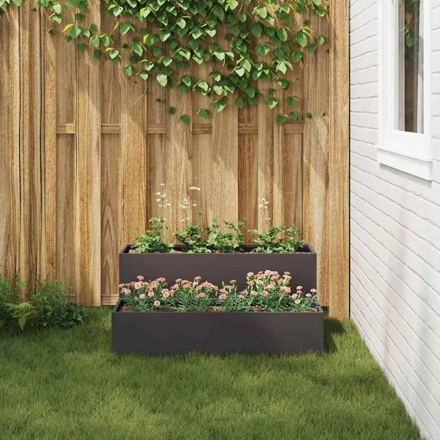 Cache-pot de jardin Noir 100 x 60 x 45 cm Acier laminé à froid - 4