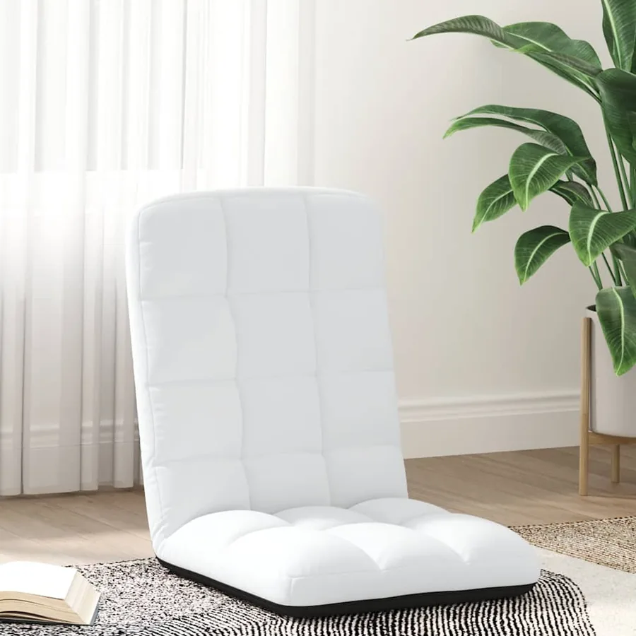 Chaise de sol pliante blanche en tissu 71 x 51 x 62 cm