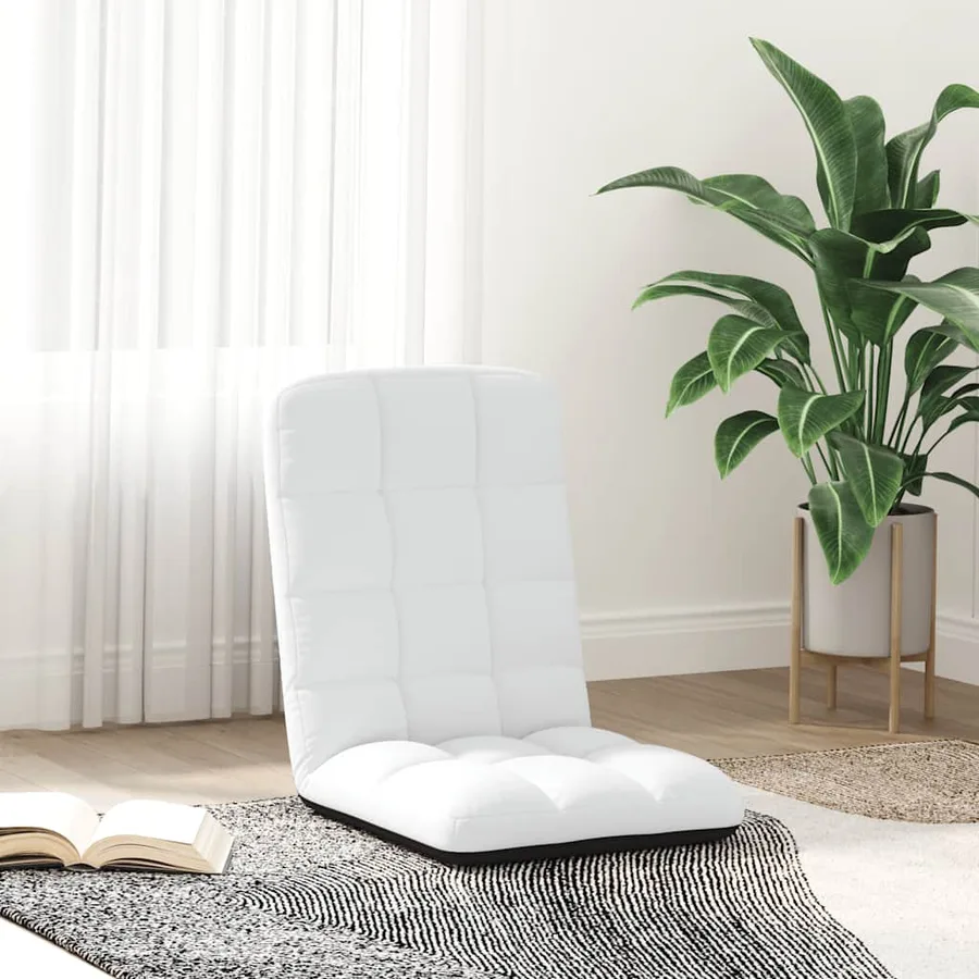 Chaise de sol pliante blanche en tissu 71 x 51 x 62 cm - 3