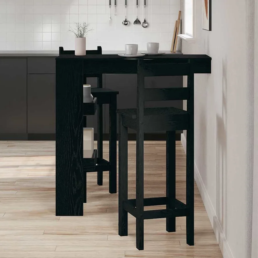 Table de Bar Murale avec étagère Chêne noir 102 x 45 x 103,5 cm - 4