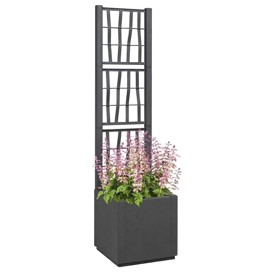 Bac à fleurs avec Treillis Gris foncé 36 x 36 x 140 cm PP - 2